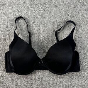 Maidenform Self Expressions Bra 34C Black Underwire T-Shirt Bra Rhinestone